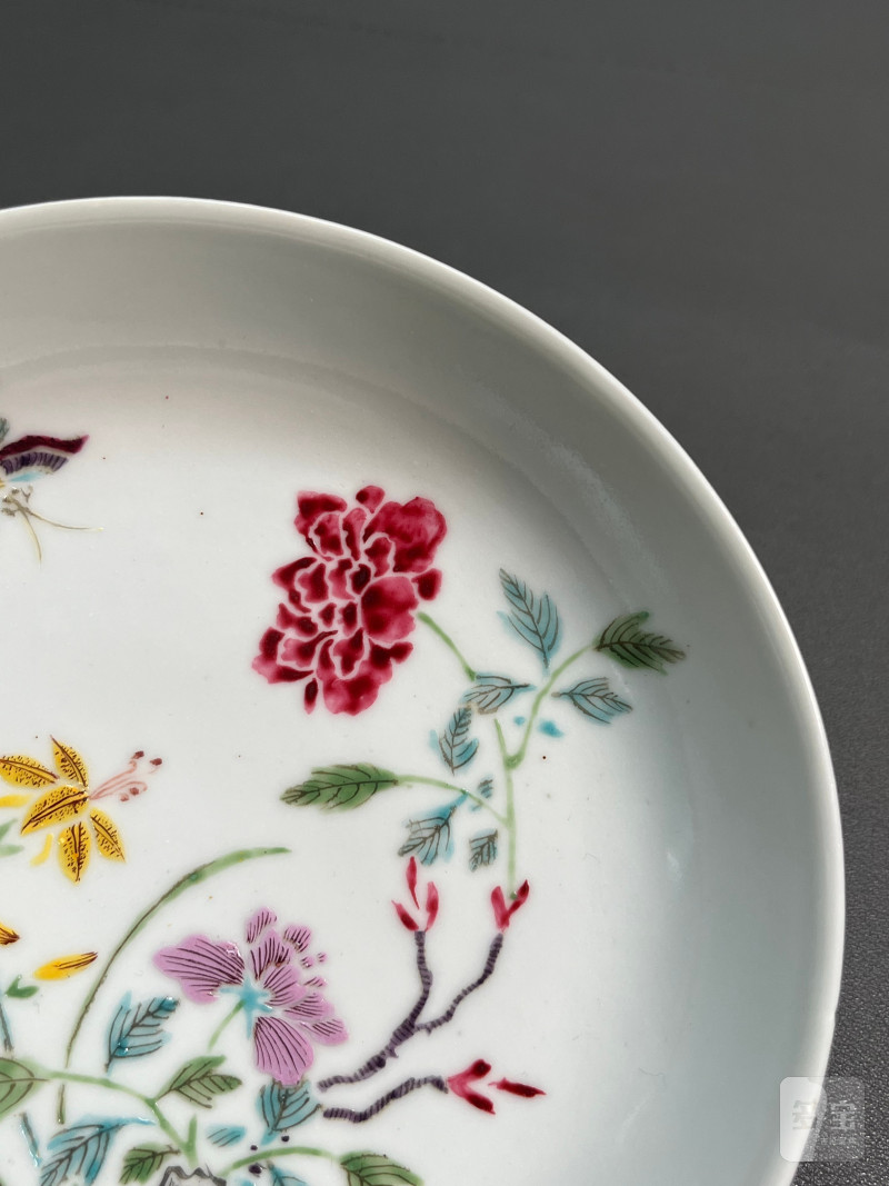 清雍正  粉彩蝶恋花盘 - 图8